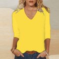 thumbnail image 2 of HKEJIAOI Chemises à Manches 3/4 pour Femmes Col Rond Imprimé Floral Blouse d'Été TTG, 2 of 5