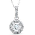 thumbnail image 1 of 14K 1/3ct Floating Solitaire Pave Round Diamond Pendant, 1 of 2