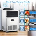thumbnail image 3 of Commercial Ice Maker Machine 100lbs/24H,2 Water Inlet Modes,Stainless Steel Under Counter Ice Machine With 33lbs Storage Bin,Freestanding Ice Maker 50Pcs/Cycle for Bar Home Office Restaurant, 3 of 7