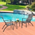 thumbnail image 3 of Costway 3 PCS Patio Rattan Bistro Set High Backrest Armrest SideTable Mix Gray, 3 of 10
