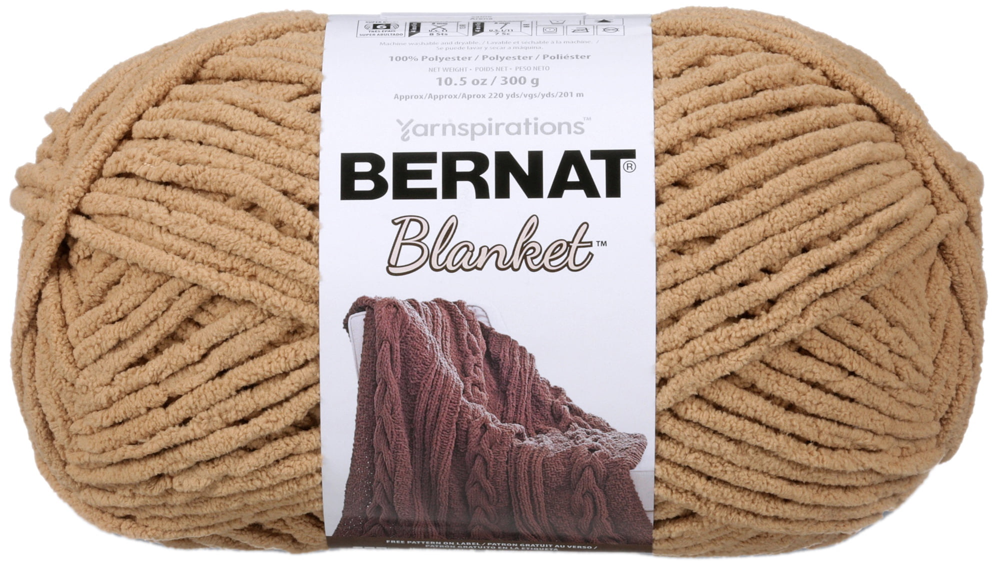 Bernat® Blanket™ #6 Super Bulky Polyester Yarn, Sand 10.5oz/300g, 220 Yards