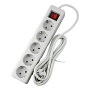 Eu Standard German Type Power Strip 3/4/5 Sockets In A Row Flat Adapter Light Switch With Surge Protector Extension Cable Home Improvement Electrical