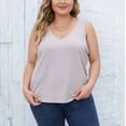 thumbnail image 2 of Timegard Womens Plus Size Tank Tops Ribbed V-Neck Comfy Casual Loose Shirt Top Basic Tee Blouse Undershirts, 2 of 7
