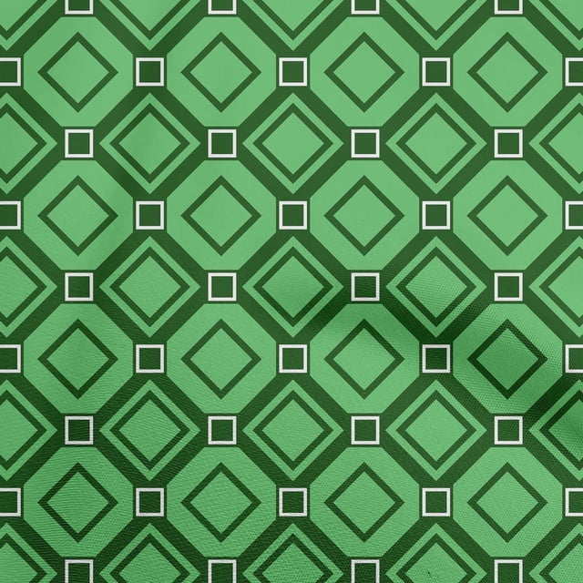 oneOone Cotton Poplin Green Fabric Geometric Sewing Material Print Fabric By The Yard 42 Inch Wide