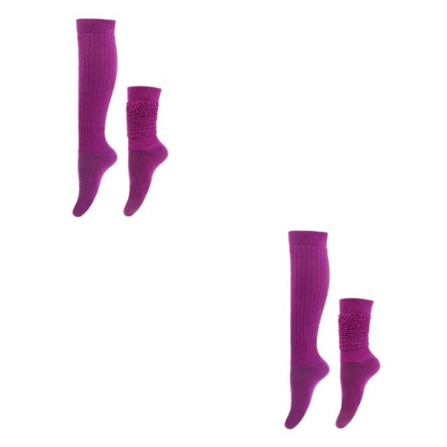 relayinert 2pack/lot Stably Fixed Slouch Socks With No Loose Thread Comfortable To Wear Polyester Polyester Made Breathable Purple 2Set