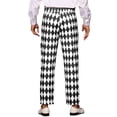 thumbnail image 3 of INSPIRE CHIC Pantalon Imprimé Argyle pour la Rentrée pour Homme Coupe Régulière devant Plat Pantalon Habillé 30 Noir Blanc, 3 of 6