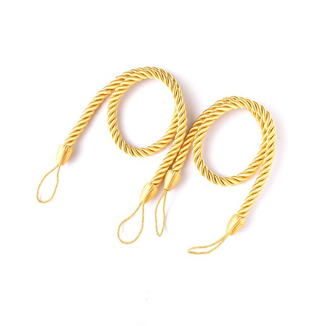 ziyahi 2 Pieces Home Hotel Polyester Curtain Holdback Living Room Bedroom Drape Tieback Decorative Holder Waved Rope Decor Gold