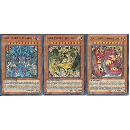 YugiOh gX Legendary collection 2 Single card Ultra Rare Set of the 3 Sacred Beast cards Uria, Hamon Raviel