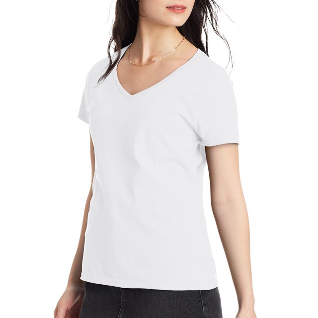 Hanes Tee-Shirt Col en V pour Femmes Nano-T