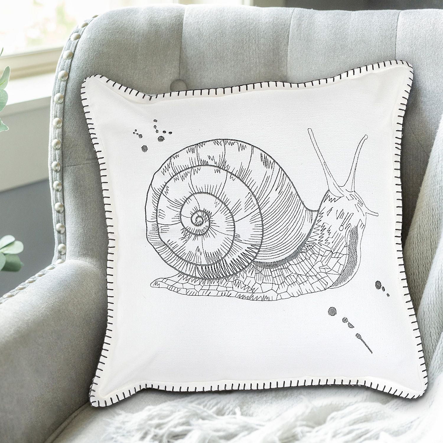 Point De Couverture À Couverture Snail De Coussin Brodé 18 X 18 - Ensemble De 2