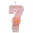 thumbnail image 1 of Goleeg Pink Daisy Flower Number 7 Candle with Tray - Birthday Decorations, Glitter Cake Topper for Princess & Garden Parties, 1 of 5