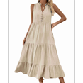 thumbnail image 1 of Robe Chemise Sans Manches d'Été 2025 pour Femmes Col en V Décontractée Midi L, 1 of 10