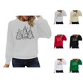 thumbnail image 1 of Chandails en Molleton Arbre de Noël pour Femmes 2025 Manches Longues Col Rond Graphique Arbre de Pin Chandail de Vacances Xmas, 1 of 7