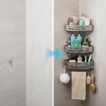 thumbnail image 3 of Étagère de Rangement d'Angle de Salle de Bain Adhésive pour Baignoire avec Ventouses pour Douche, Porte-Shampooing Sans Perçage (Gris) Rkxzt, 3 of 4
