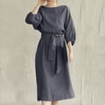 thumbnail image 1 of Robes pour Femmes 2024 Été Oversize Col Rond Ample Manches Courtes Uni Robe Mi-Mollet Longue Robe Rabais de 50 % Liquidation!, 1 of 8