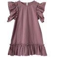 thumbnail image 1 of Robes pour Filles Été Bord à Volants Nouvelle Coupe Ample Longue Mode Princesse Robe Violette 5-6 Ans, 1 of 3