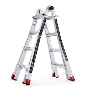 Lift Ladders 18’ Portée 5 en 1 Échelle à pas en aluminium multi-position, argent