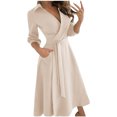 thumbnail image 1 of Fridja Robe Mi-Longue Décontractée à Col en V et Chevilles Womens Bandage en Vrac, 1 of 5