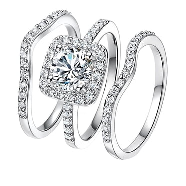 Riforla Three in One Stackable Ring Set Plated Cubic Zirconia Wedding Engagement Promise Ring for Women Womens Jewelry A 5