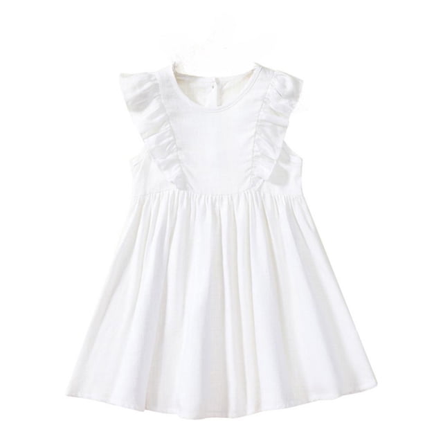 Robe pour Fillette Manches à Volants Ligne A à Étages Évasée Robes d'Été Robes Mode pour Filles Robe d'Anniversaire pour Fille