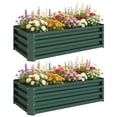 thumbnail image 1 of Outsunny Raised Garden Beds Set of 2, Galvanized Planter Box, Green, 1 of 10