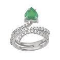 thumbnail image 1 of Bague de Promesse pour Femme en Argent Sterling 925 à Quatre Griffes Onyx Vert de 7 mm, 1 of 2