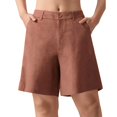 thumbnail image 2 of Ovticza Bermudas pour Femmes Séchage Rapide Légers Shorts en Lin Golf Randonnée Voyage Shorts Camel 2TG, 2 of 5