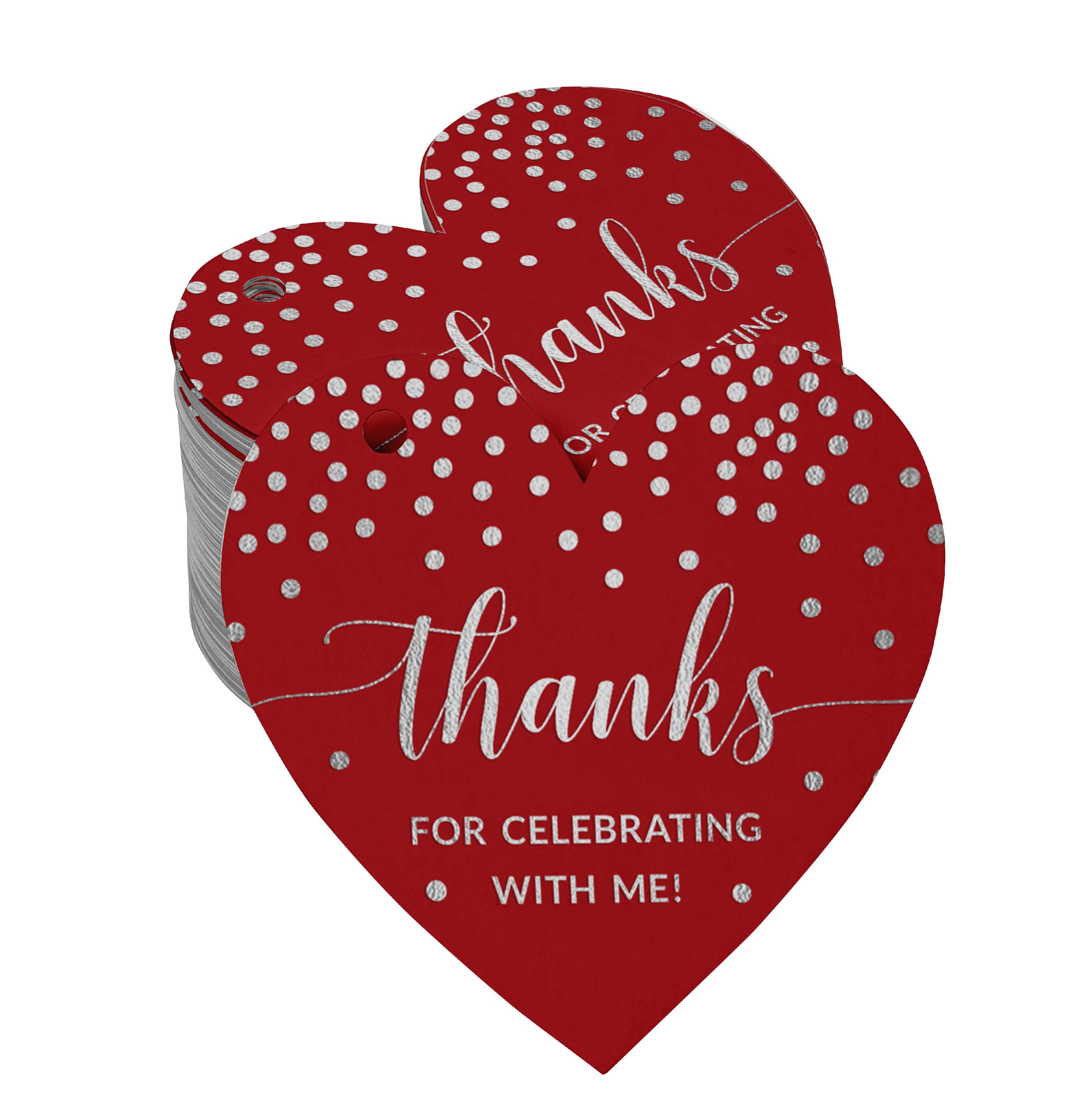 Inkdotpot Silver Foil Paper Hang Tags Thanks For Celebrating With Me Birthday Favor Tags 100 Pieces