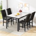 thumbnail image 3 of Stmoze 5 Piece Dining Table Set, Modern Faux Marble Tabletop and 4 Velvet Upholstered Chairs, Rectangle Kitchen Table and Chairs for 4 Persons, Small Dining Set for Bar Dining Room Breakfast, White, 3 of 7