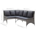 thumbnail image 4 of vidaXL Garden Corner Sofas 2 pcs Poly Rattan Grey, 4 of 4