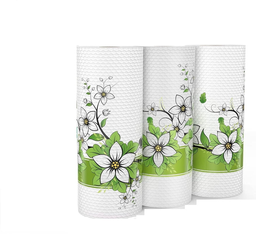 Reusable Bamboo Paper Towels - 3 Rolls, Washable and Recyclable Kitchen Tissue Paper, Eco-Friendly