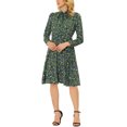 thumbnail image 4 of INSPIRE CHIC Robe Vintage à Fleurs pour Femme à Col Noué en Chiffon à Manches Longues avec Ceinture TP Vert, 4 of 7