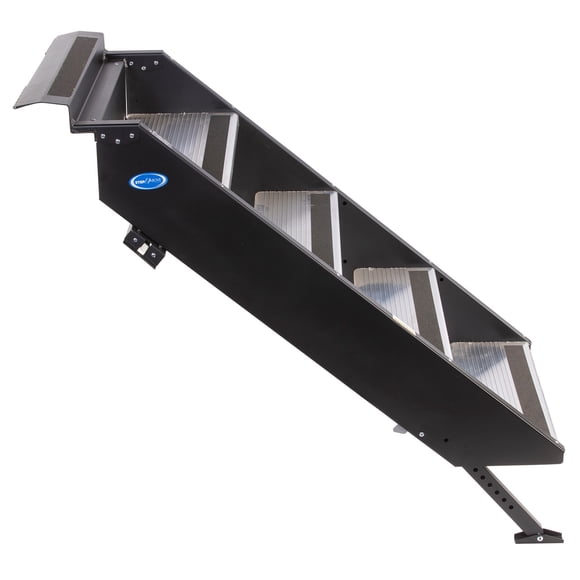 MOR ryde Entry Step STP-214 Gen 2; 4 Step; Strut Assist Fold Up; Threshold Height Of 36-1/2 Inch To 42 Inch; With 8 Inch Rise; 500 Pound Capacity; Strut Assist Fold Up; Wide Top Step