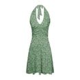 thumbnail image 5 of Women Summer Sleeveless Neck Casual Dress Spring Boho Floral with Casual Summer Clothes for Women Pocket Elastic Waist Ruffle Linen Dress Women Mini Dresses, 5 of 5