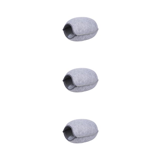 Guardoinrt Stylish And Comfortable Felt Cat Bed For Happy And Contented Cat Easy To Clean Felt Cat Bed Cave light grey 3Set