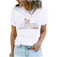 thumbnail image 2 of Économies du Printemps! CEHVOM Hauts de Pâques pour Femmes Grande Taille, T-Shirt à Col Rond Mignon avec Imprimé Rabbit pour Femmes, T-Shirt Graphique Mode et Confortable pour Femmes, Haut à Manches Courtes à Col Rond, 2 of 7