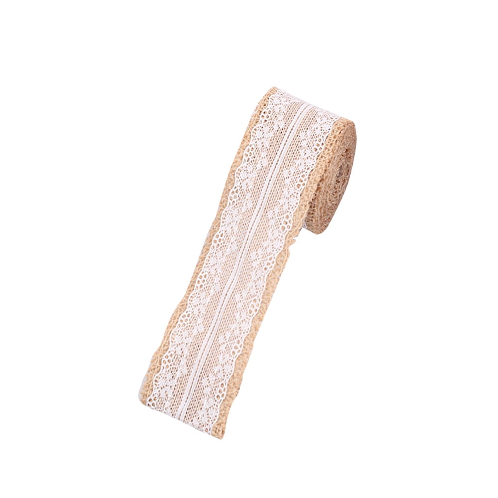 2m 50mm Width DIY Handmade Lace Linen Roll Natural Burlap Rolls for Wedding Present Gift Home Decoration Crafts Lace Linen