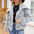 thumbnail image 2 of Hvobtty Veste en Molleton Décontractée à Manches Longues pour Femme, Manteau Chaud en Fausse Fourrure pour Femmes Dames Hiver Uni à Col Rabattu, 2 of 4