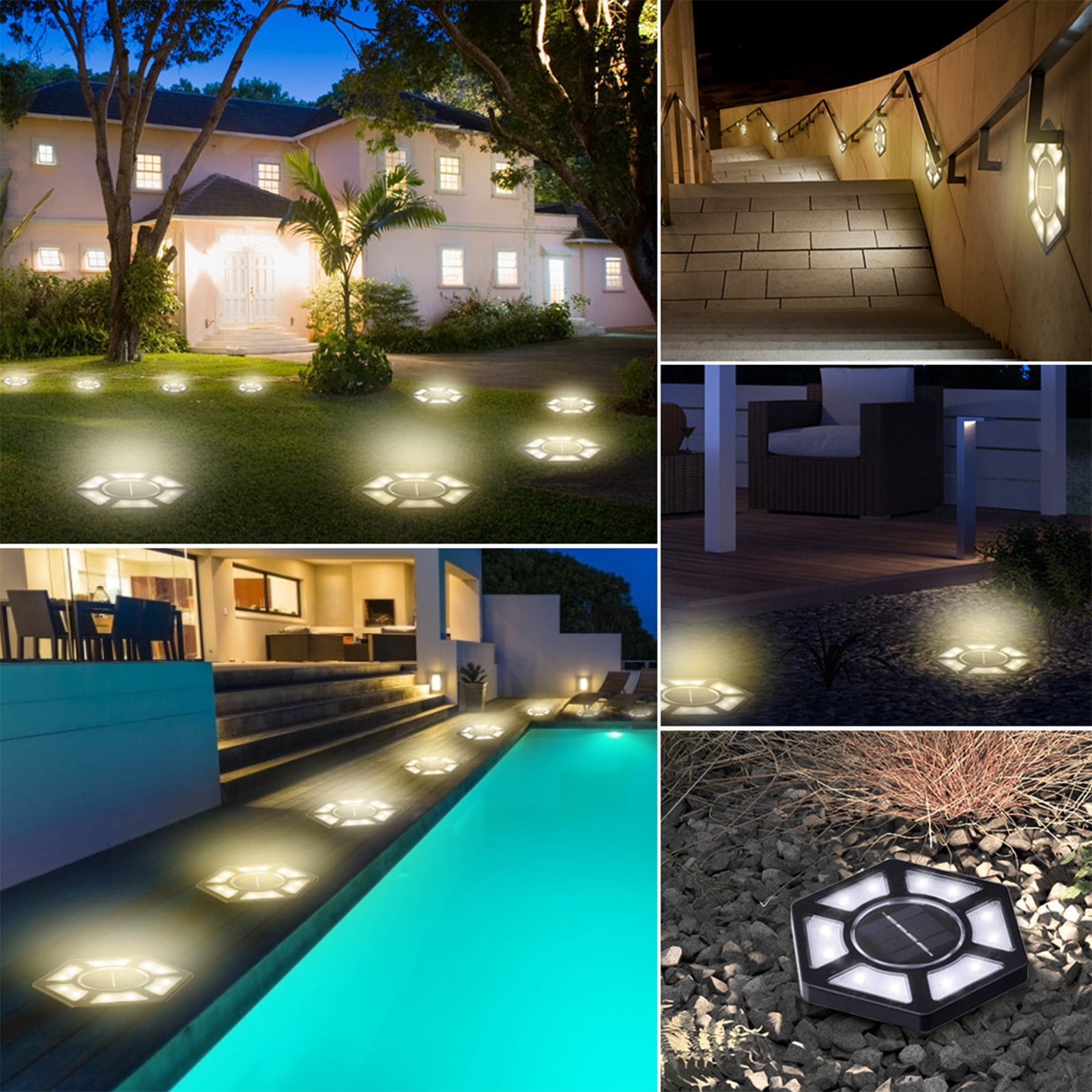 Suncoda Solar Light, Ground Lights Outdoor with 12 LED Lights Source Automatic Induction-Outdoor Warm Lights Garden Lights for Pathways Garden Yard Patio Lawns