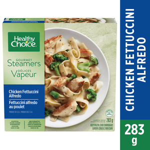 Healthy Choice Frozen Dinner Gourmet Steamers Chicken Fettuccini Alfredo with Chicken Breast, Fettuccini Pasta, Broccoli and Alfredo Sauce, No Artificial Flavours, No Preservatives, Frozen Meal, 283g