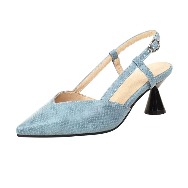 Womens Shoes Snake Pattern Sandals Casual Comfortable High Heel Pointed Toe Buckle Pumps