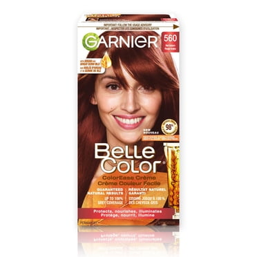 Garnier Belle Color Coloration Permanente, 560 Rouge Acajou, Couverture du Gris à 100%, Enrichi aux Huiles d'Argan et de Germe de Blé - 1 Application