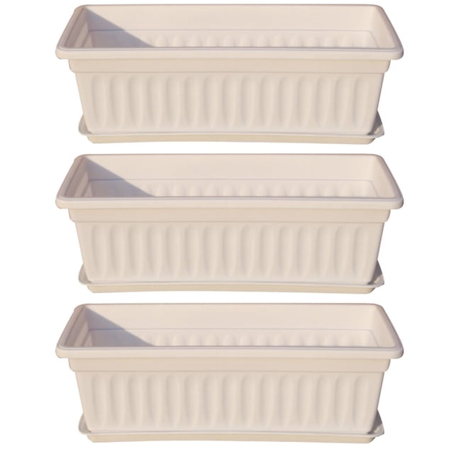 3 Pcs Balcon Jardin Rectangulaire Jardinière pour Légumes et Fleurs Boîte en Résine Pot de Plantation