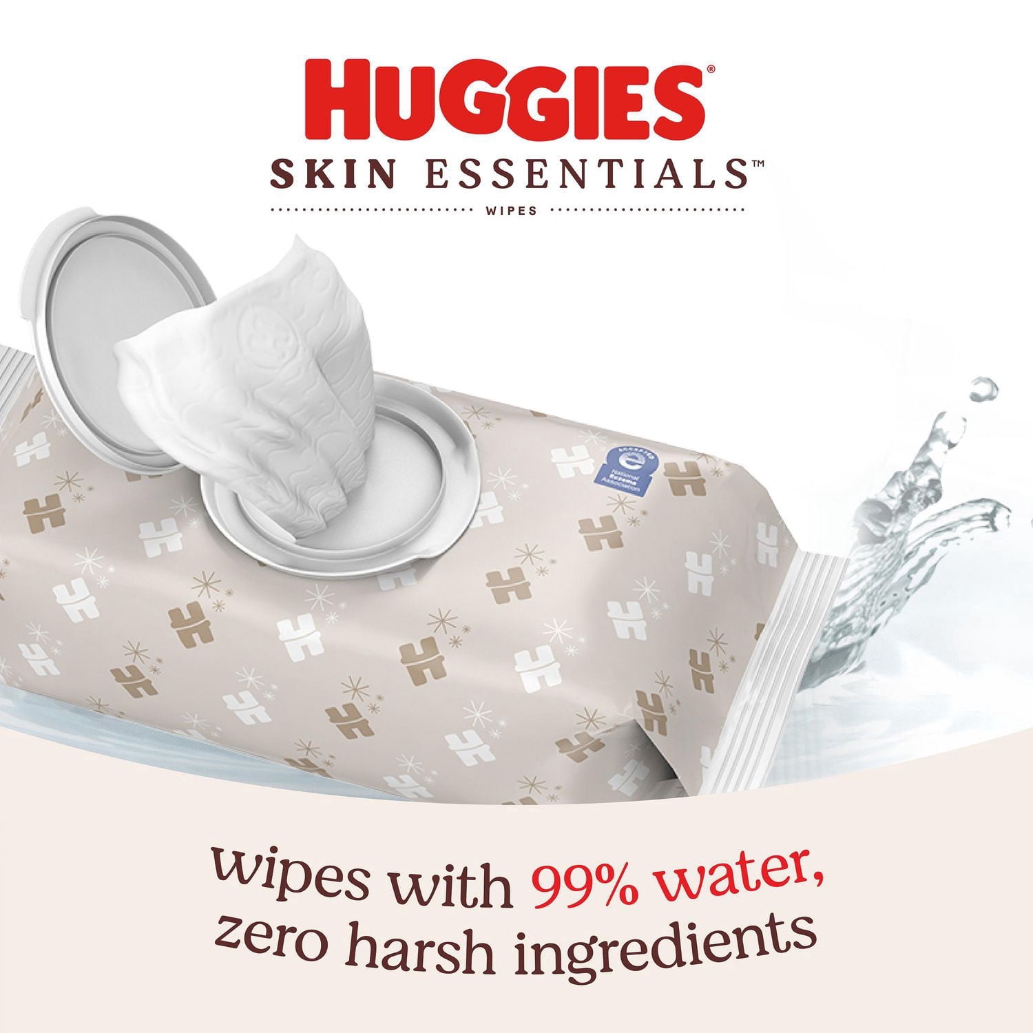 Lingettes pour bébés Huggies Skin Essentials, 2 emballages à couvercle rabattable (112 lingettes)