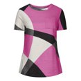 thumbnail image 4 of Diufon Hauts pour Femmes Grande Taille Printemps Été Manches Courtes Col Rond Chandails à Enfiler Chemises Décontractées Imprimées Blouses Amples, 4 of 6