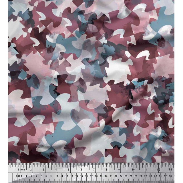 Soimoi Poly Georgette Fabric Two Tone Camouflage Print Fabric by The Yard 52 Inch Wide