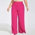 thumbnail image 3 of Timegard Plus Size Pants for Women High Waist Ruched Loose Comfy Lounge Pants Wide Leg Workout Trousers, 3 of 6