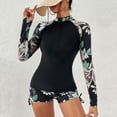 thumbnail image 4 of Aboser Womens Rash Guard Two Piece Surfing Swimsuit Surfing Sun Protection Bathing Suit Hawaiian Tropical Print Wetsuit Long Sleeve Rashguard, 4 of 6