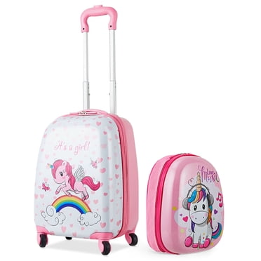 Costway 2 Pcs Kids Luggage Set 12” Backpack & 16” Kid Carry On Suitcase for Boys Girls
