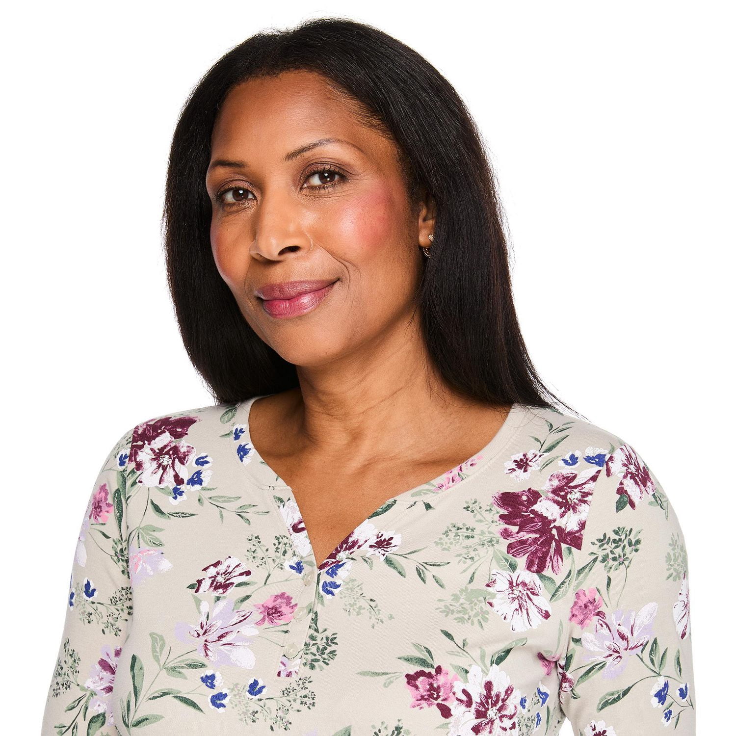 T-shirt Henley imprimé Karen Scott pour femmes